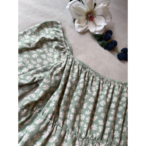 Floral Off-Shoulder Peasant Dress With Bell Sleeves - Size M Cottagecore Fairy - Picture 5 of 7